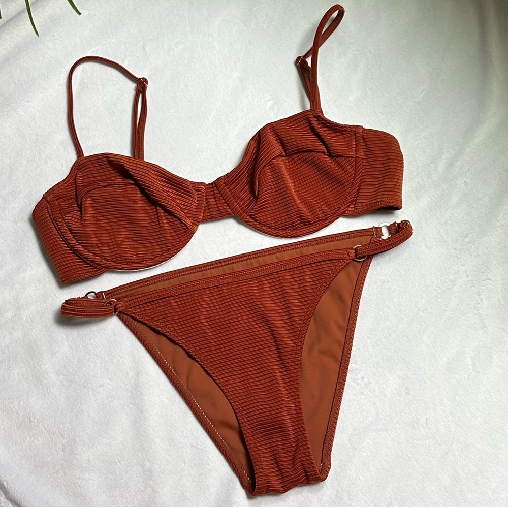 LA Hearts - burnt orange ribbed bikini set ❤️‍🔥💦